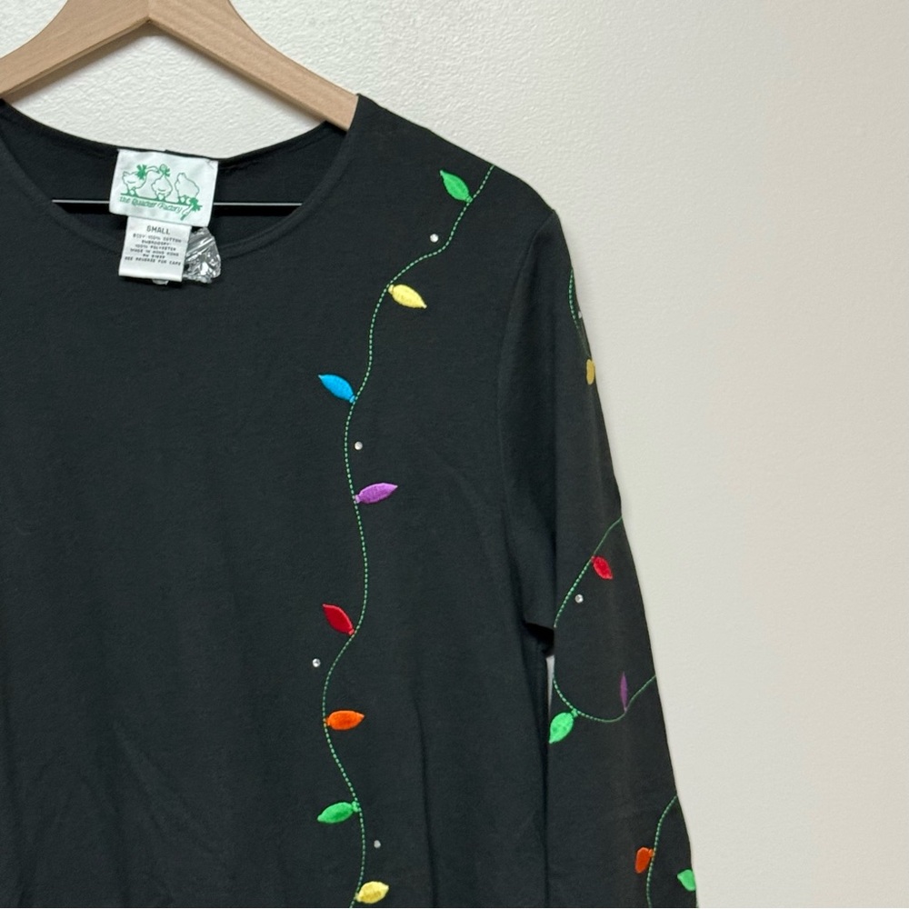 QUACKER FACTORY Size Small Long Black Christmas Dress Embroidery 100% Cotton NWT - Picture 4 of 5